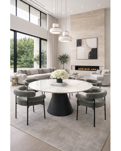 Mesa NAIDA, metal, tapa de cerámica, 120 cms de diámetro