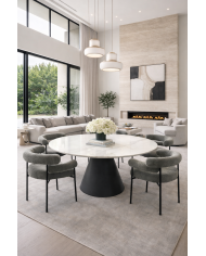 Mesa NAIDA, metal, tapa de cerámica, 120 cms de diámetro