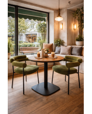 Sillón CERVANTES, metal, tapizado tejido bouclé verde oscuro