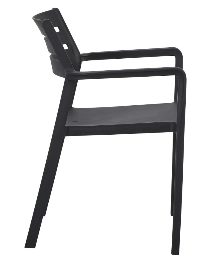 Sillón MADEIRA, apilable, polipropileno negro