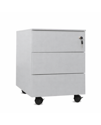 Cajonera metálica OLIMPO 3C, ruedas, 3 cajones, gris ral 7035.