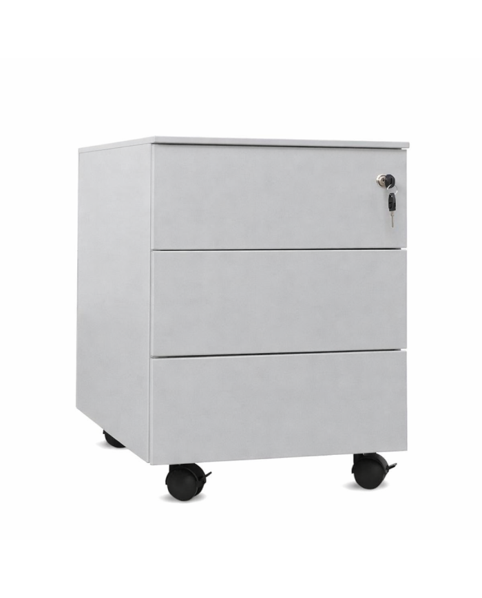 Cajonera metálica OLIMPO 3C, ruedas, 3 cajones, gris ral 7035.