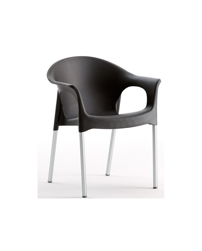 Sillón NILO, aluminio, apilable, polipropileno negro*
