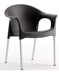 Sillón NILO, aluminio, apilable, polipropileno negro*