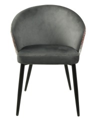 Silla LYDIA, metal, tapizado velvet gris con respaldo floral a juego