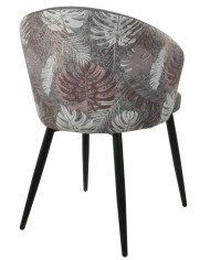 Silla LYDIA, metal, tapizado velvet gris con respaldo floral a juego