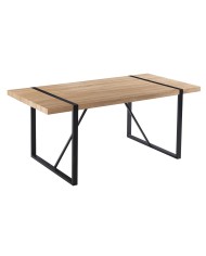Mesa JENA, metal negro, tapa DM bilaminado roble claro, 180 x 90 cms