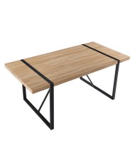 Mesa JENA, metal negro, tapa DM bilaminado roble claro, 180 x 90 cms