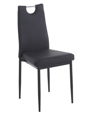 Silla AROSA, apilable, metal, similpiel negra