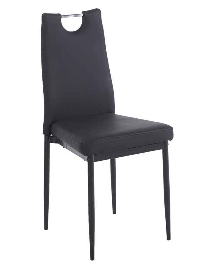 Silla AROSA, apilable, metal, similpiel negra