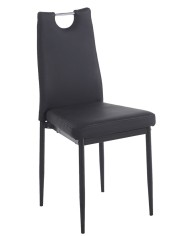 Silla AROSA, apilable, metal, similpiel negra