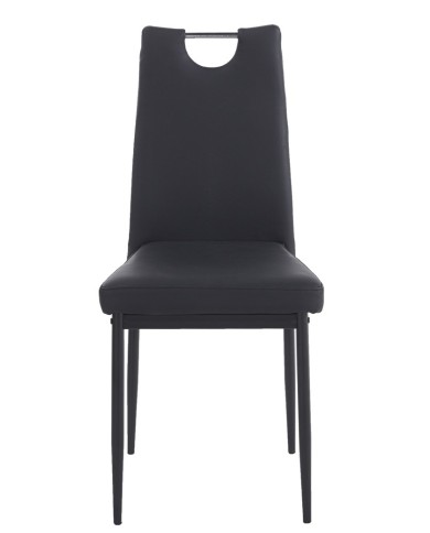 Silla AROSA, apilable, metal, similpiel negra