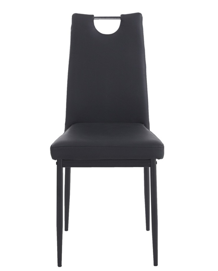 Silla AROSA, apilable, metal, similpiel negra