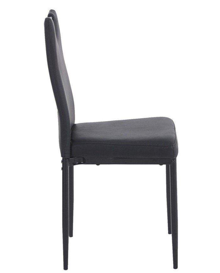 Silla AROSA, apilable, metal, similpiel negra