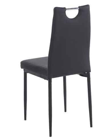 Silla AROSA, apilable, metal, similpiel negra