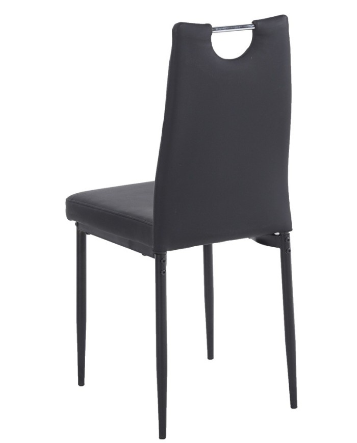 Silla AROSA, apilable, metal, similpiel negra