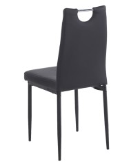Silla AROSA, apilable, metal, similpiel negra