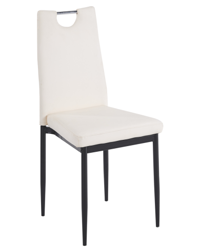 Silla AROSA, apilable, metal, similpiel blanca
