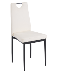 Silla AROSA, apilable, metal, similpiel blanca