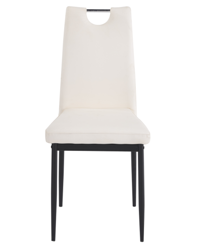 Silla AROSA, apilable, metal, similpiel blanca
