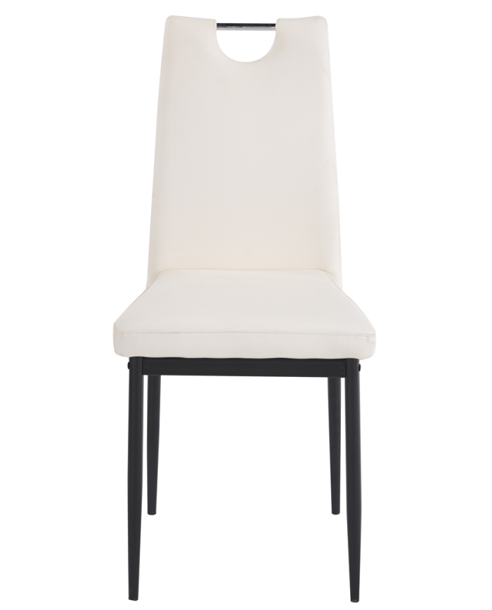 Silla AROSA, apilable, metal, similpiel blanca