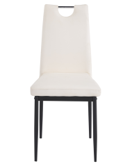 Silla AROSA, apilable, metal, similpiel blanca
