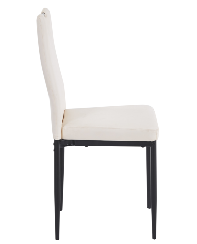 Silla AROSA, apilable, metal, similpiel blanca