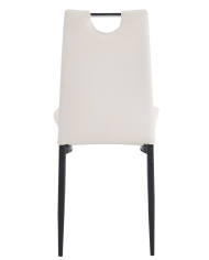 Silla AROSA, apilable, metal, similpiel blanca