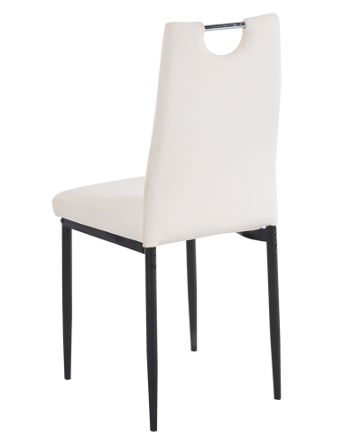 Silla AROSA, apilable, metal, similpiel blanca