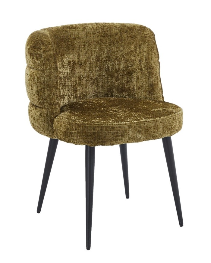 Silla BERG, metal, tapizado tejido cremona verde