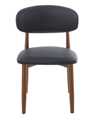 Silla DACHAU, metal acabado de color madera, similpiel negra