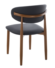 Silla DACHAU, metal acabado de color madera, similpiel negra