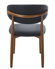 Silla DACHAU, metal acabado de color madera, similpiel negra