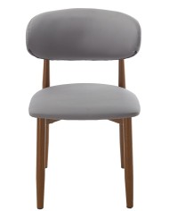 Silla DACHAU, metal acabado de color madera, similpiel gris