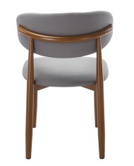 Silla DACHAU, metal acabado de color madera, similpiel gris