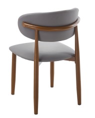 Silla DACHAU, metal acabado de color madera, similpiel gris