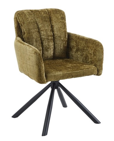 Sillón VADUZ, metal, giratorio, tapizado tejido cremona verde