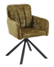 Sillón VADUZ, metal, giratorio, tapizado tejido cremona verde