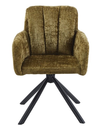 Sillón VADUZ, metal, giratorio, tapizado tejido cremona verde