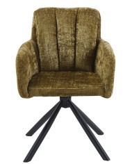 Sillón VADUZ, metal, giratorio, tapizado tejido cremona verde