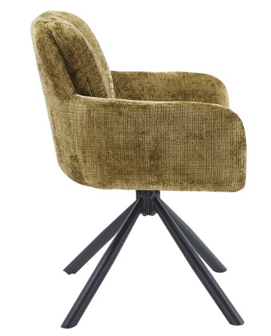 Sillón VADUZ, metal, giratorio, tapizado tejido cremona verde