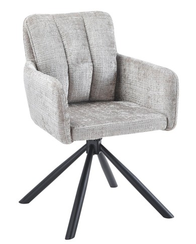 Sillón VADUZ, metal, giratorio, tapizado tejido cremona gris