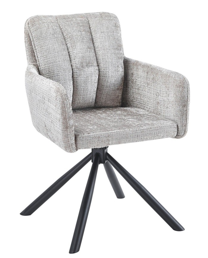 Sillón VADUZ, metal, giratorio, tapizado tejido cremona gris