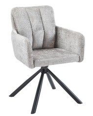 Sillón VADUZ, metal, giratorio, tapizado tejido cremona gris