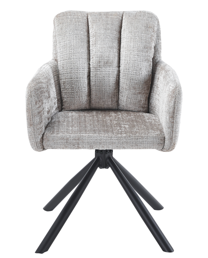 Sillón VADUZ, metal, giratorio, tapizado tejido cremona gris