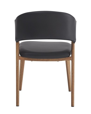 Silla CALABRIA, metal acabado de color madera, similpiel negra