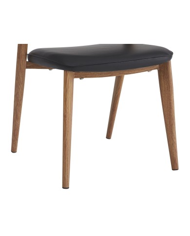 Silla CALABRIA, metal acabado de color madera, similpiel negra