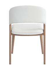 Silla CALABRIA, metal acabado de color madera, similpiel blanca