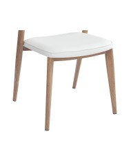 Silla CALABRIA, metal acabado de color madera, similpiel blanca