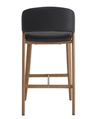 Taburete CALABRIA, metal acabado de color madera, similpiel negra